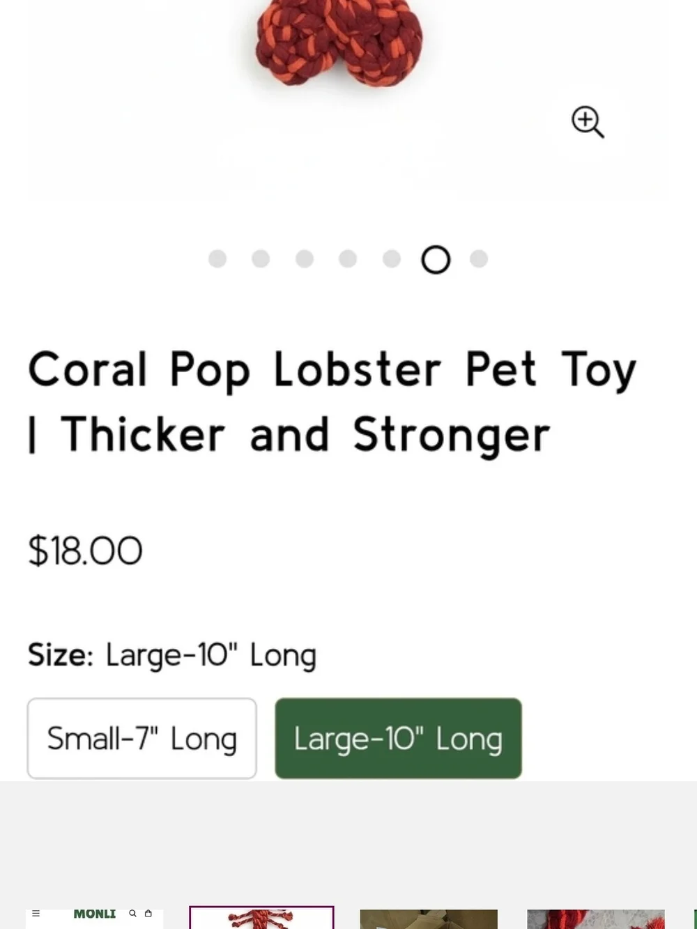 Coral Pop Lobster Rope Pet Toy - Red - Picture 2 of 5